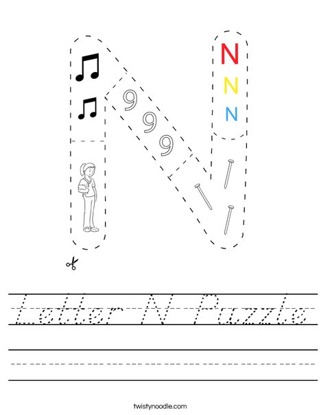 Letter N Puzzle Worksheet