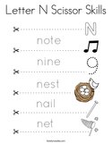 Letter N Scissor Skills Coloring Page
