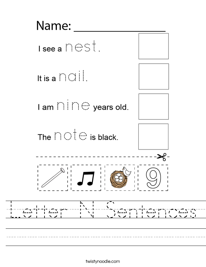 Letter N Sentences Worksheet