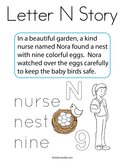 Letter N Story Coloring Page