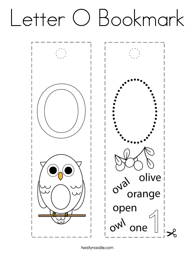 Letter O Bookmark Coloring Page