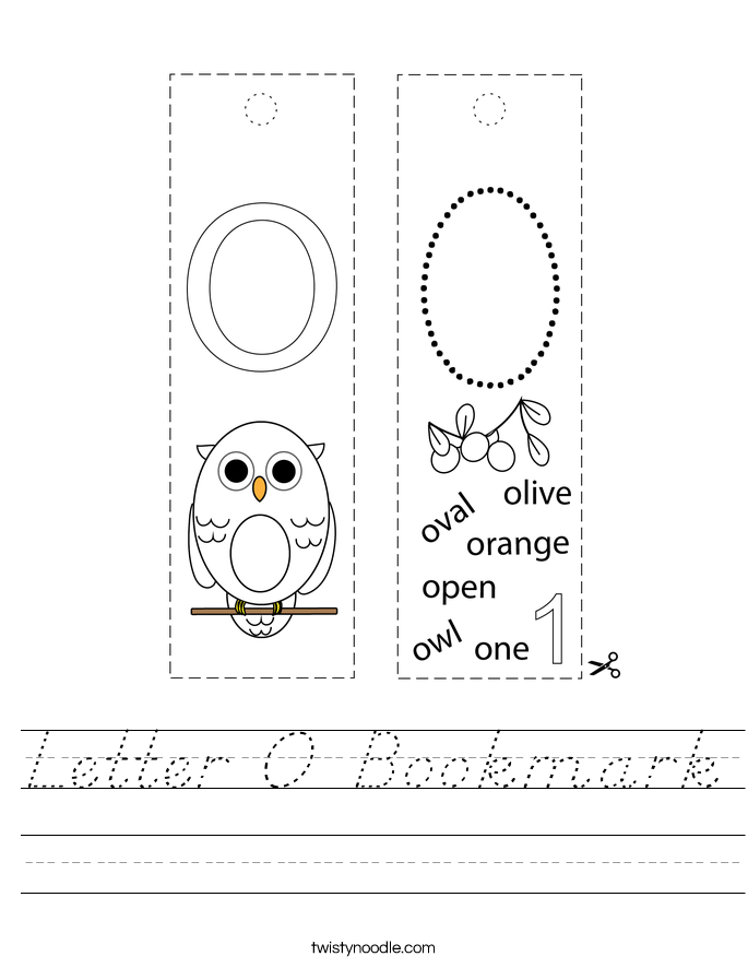 Letter O Bookmark Worksheet