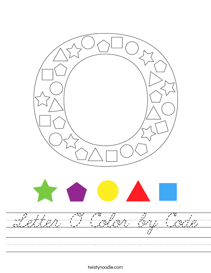 Letter O Color by Code Worksheet