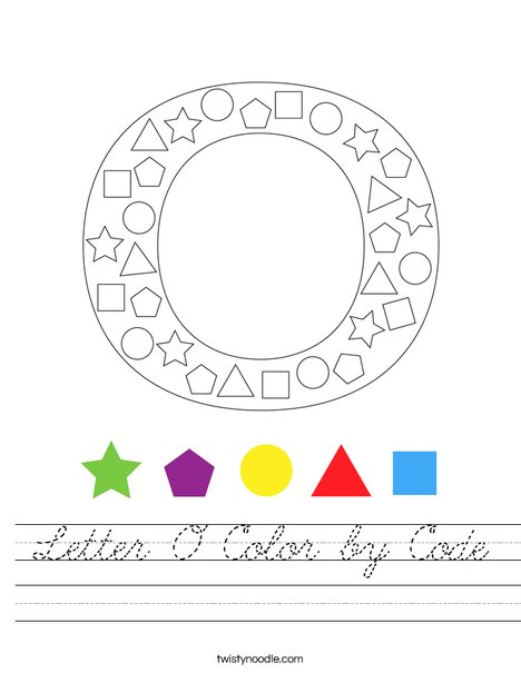 Letter O Color by Code Worksheet