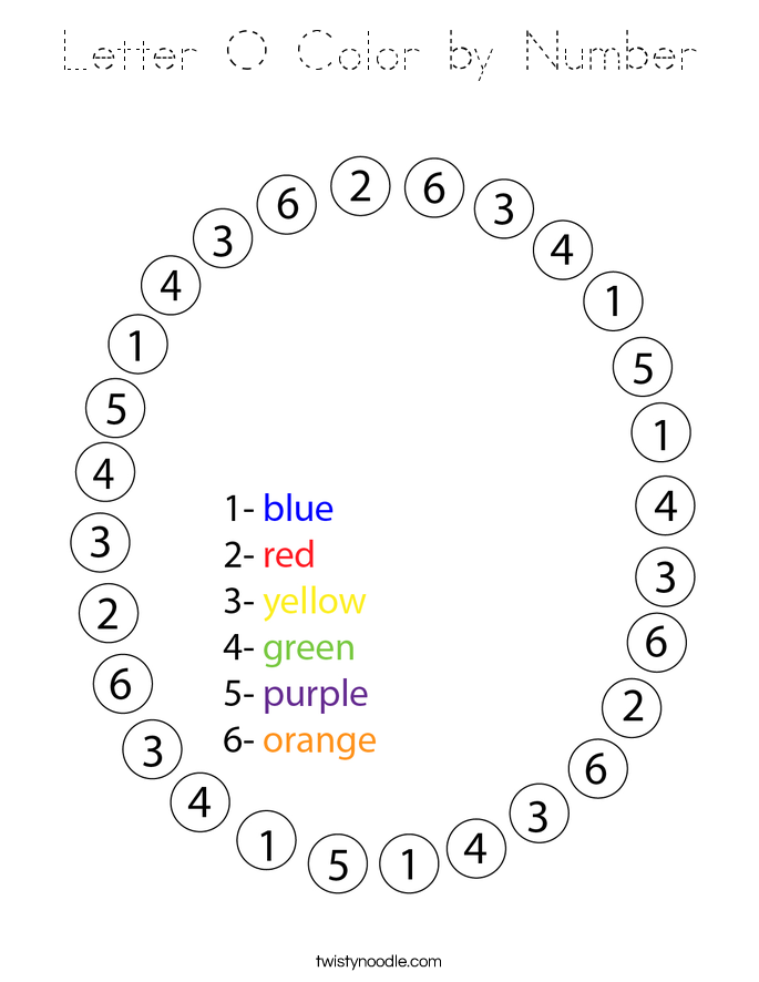 Letter O Color by Number Coloring Page