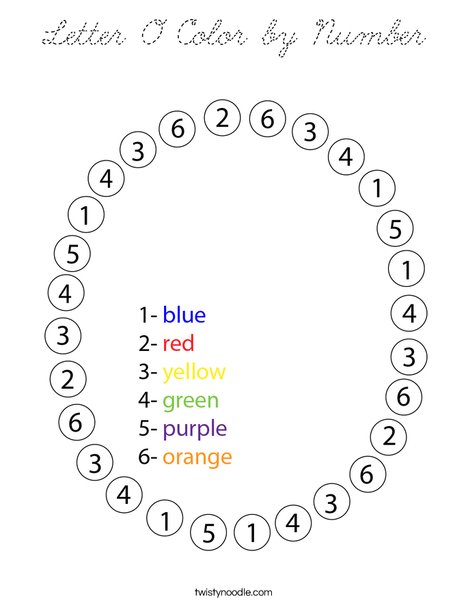 Letter O Color by Number Coloring Page