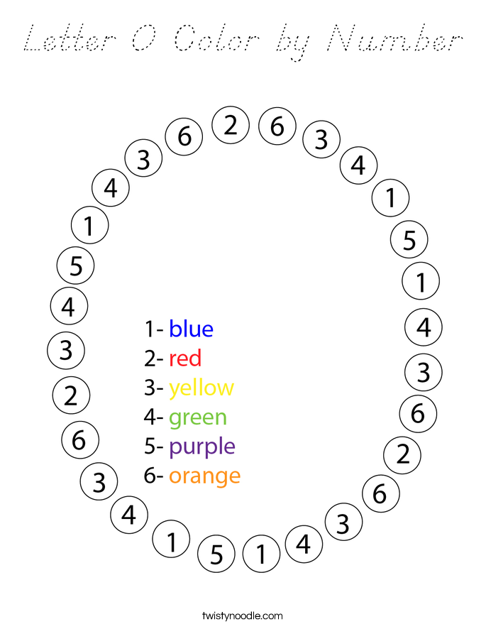 Letter O Color by Number Coloring Page