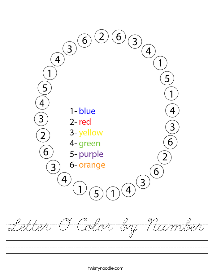 Letter O Color by Number Worksheet