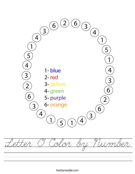 Letter O Color by Number Worksheet