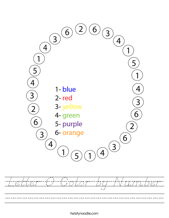 Letter O Color by Number Worksheet
