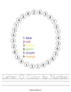 Letter O Color by Number Handwriting Sheet