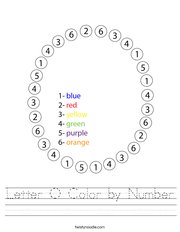 Letter O Color by Number Handwriting Sheet
