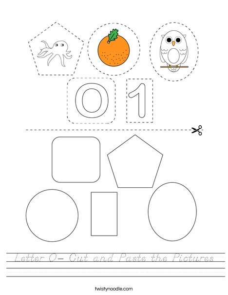 Letter O- Cut and Paste the Pictures Worksheet