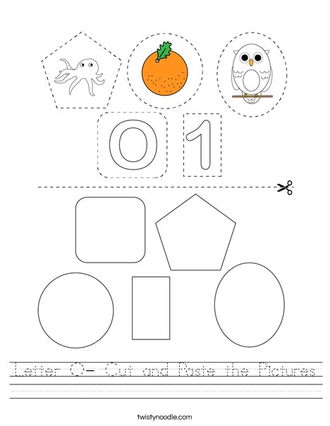 Letter O- Cut and Paste the Pictures Worksheet