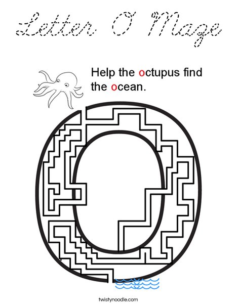 Letter O Maze Coloring Page