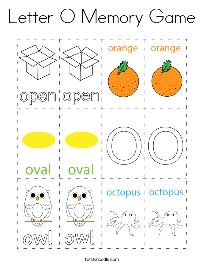 Letter O Memory Game Coloring Page