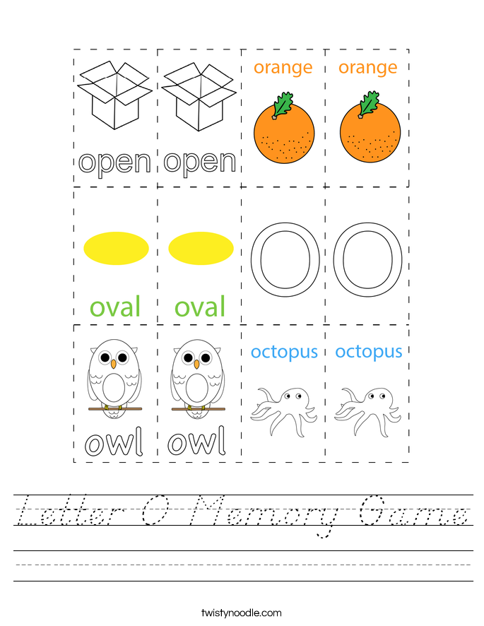 Letter O Memory Game Worksheet