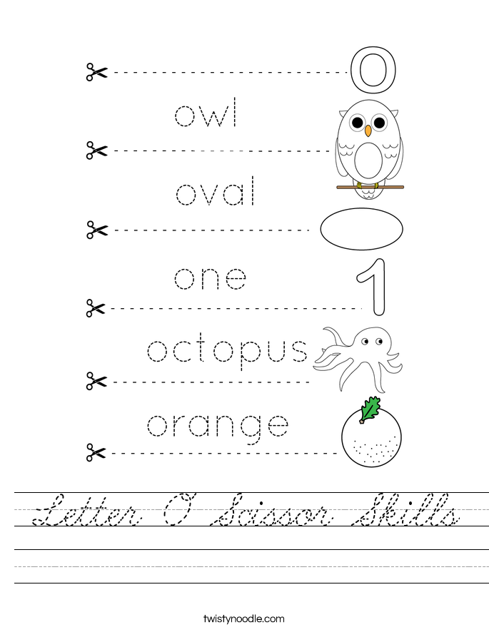 Letter O Scissor Skills Worksheet