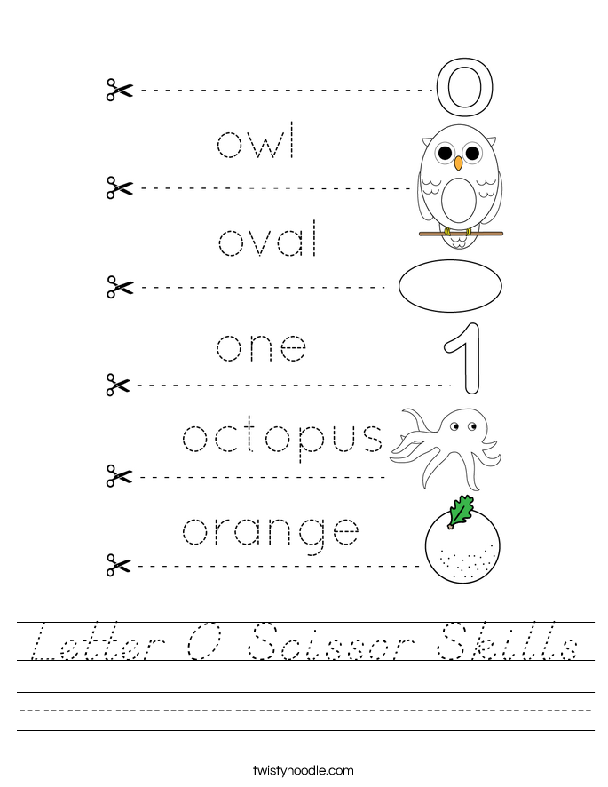 Letter O Scissor Skills Worksheet