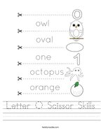 Letter O Scissor Skills Handwriting Sheet