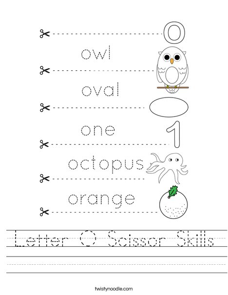 Letter O Scissor Skills Worksheet