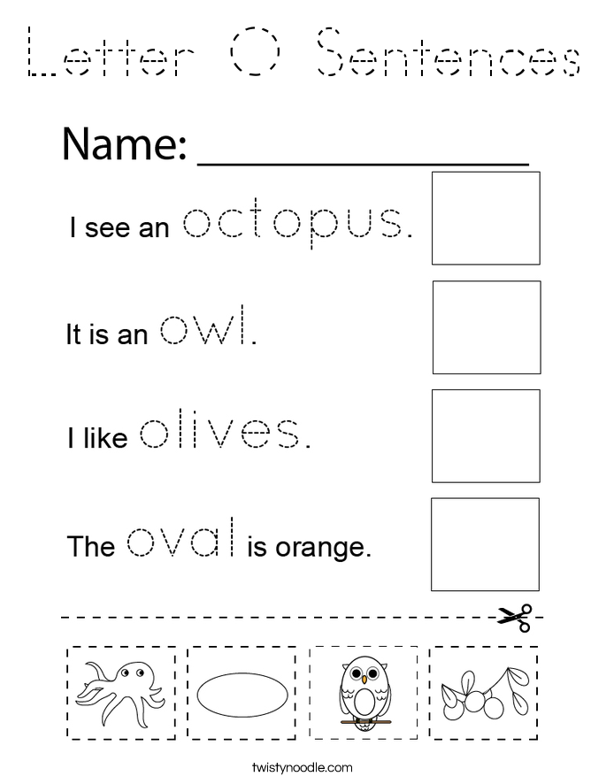 Letter O Sentences Coloring Page