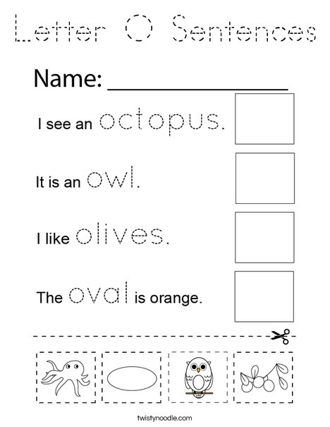 Letter O Sentences Coloring Page