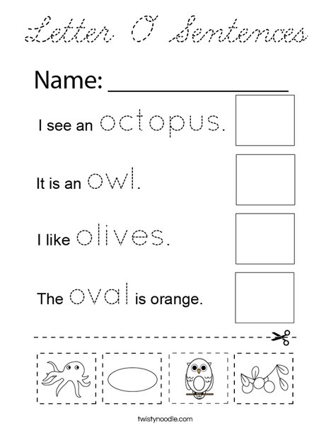 Letter O Sentences Coloring Page