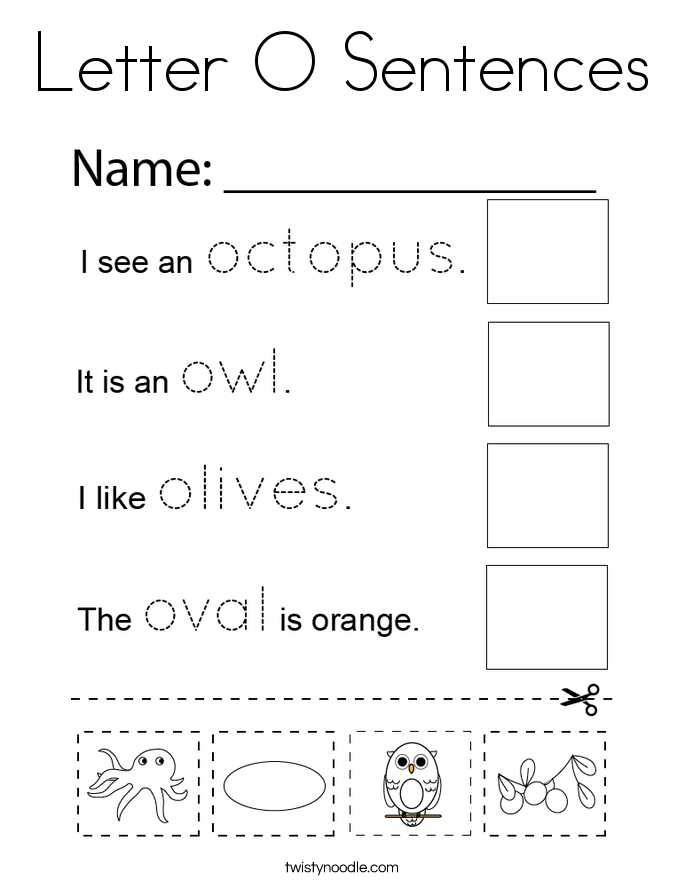 Letter O Sentences Coloring Page