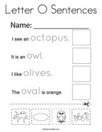 Letter O Sentences Coloring Page
