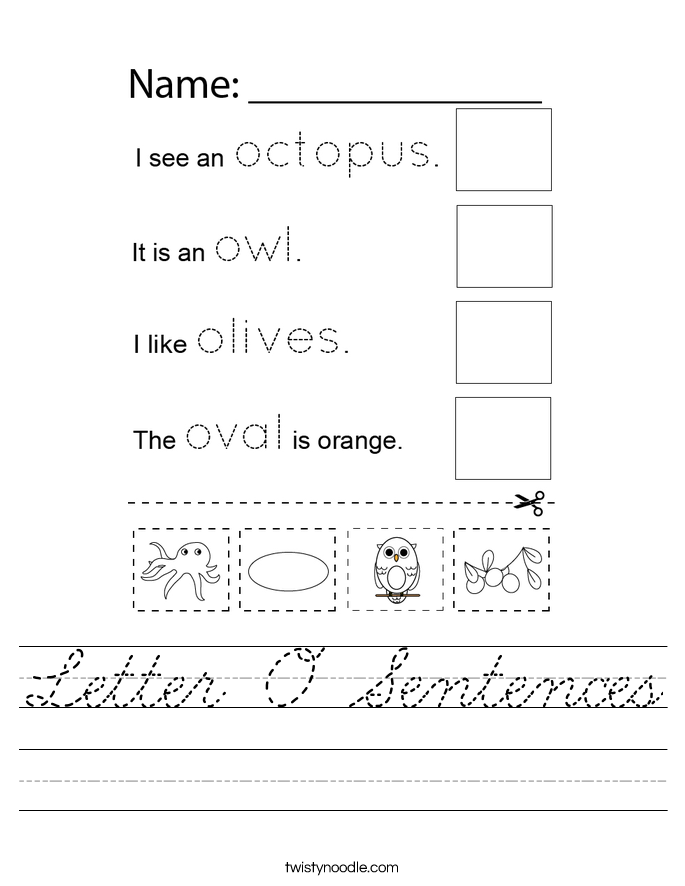 Letter O Sentences Worksheet