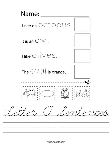 Letter O Sentences Worksheet