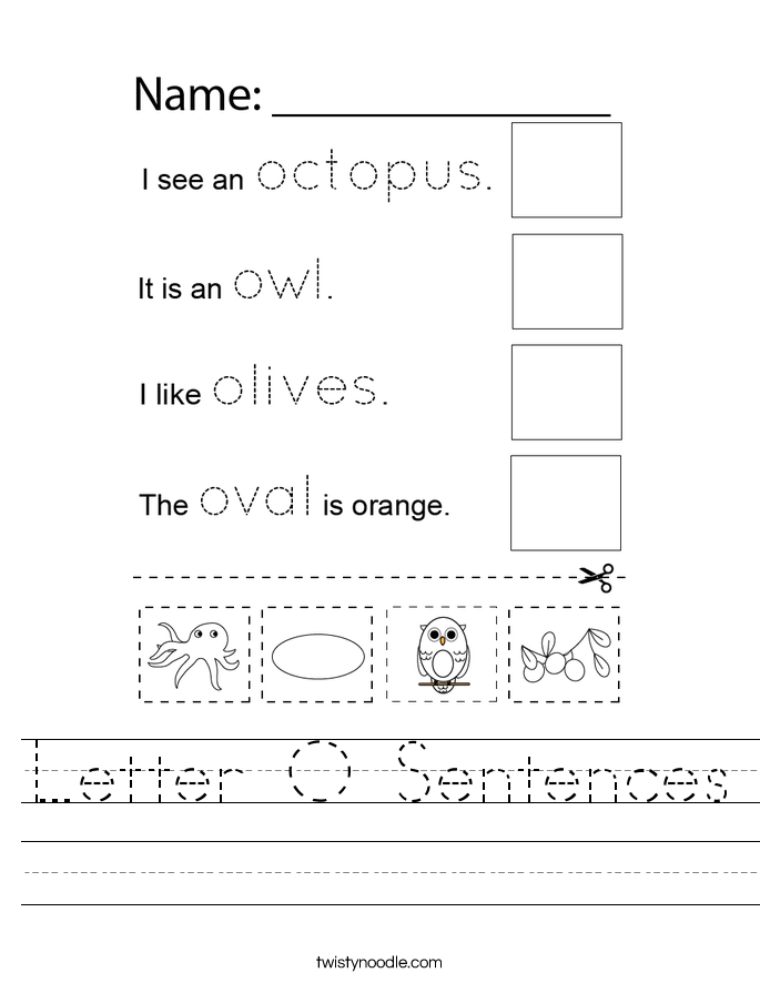 Letter O Sentences Worksheet