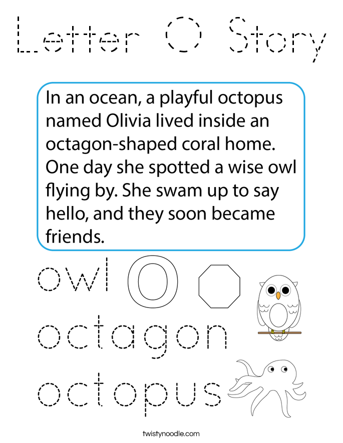 Letter O Story Coloring Page