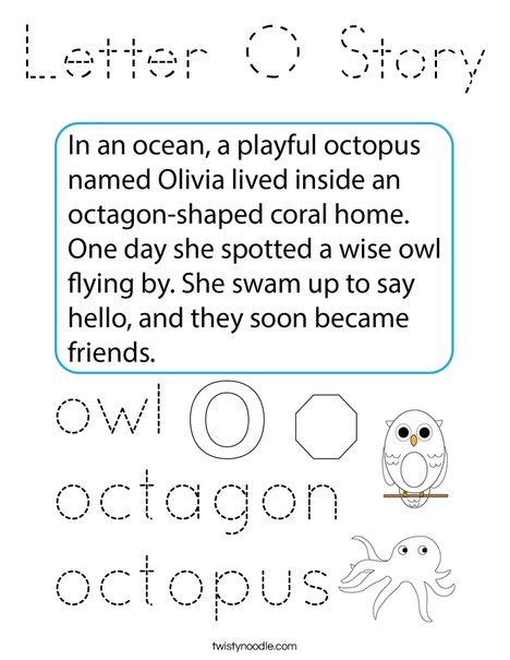 Letter O Story Coloring Page