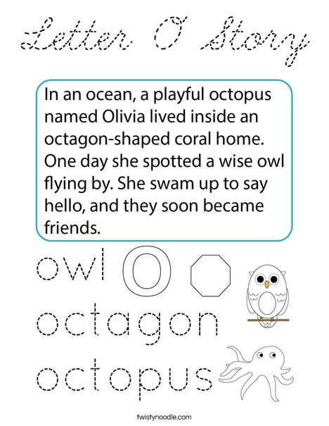 Letter O Story Coloring Page