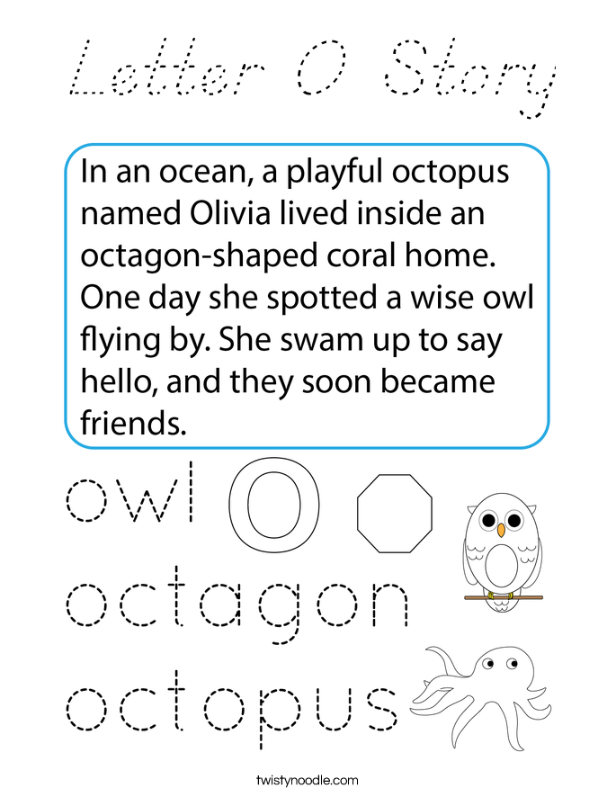 Letter O Story Coloring Page