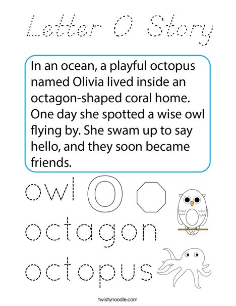 Letter O Story Coloring Page