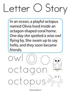 Letter O Story Coloring Page