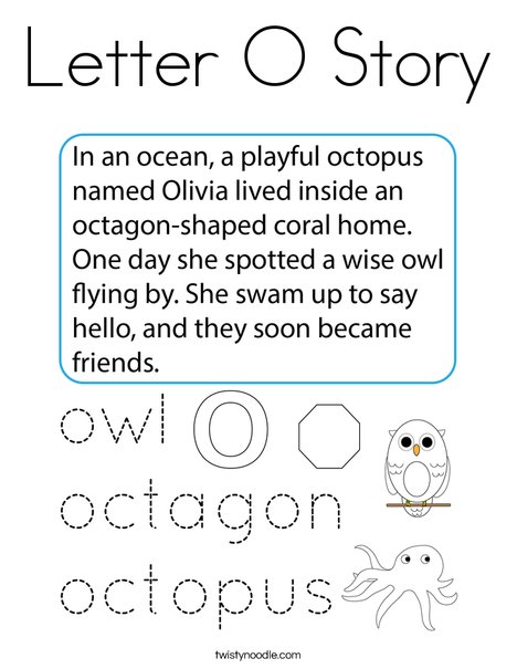 Letter O Story Coloring Page
