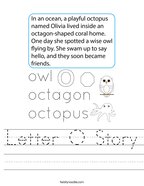 Letter O Story Handwriting Sheet