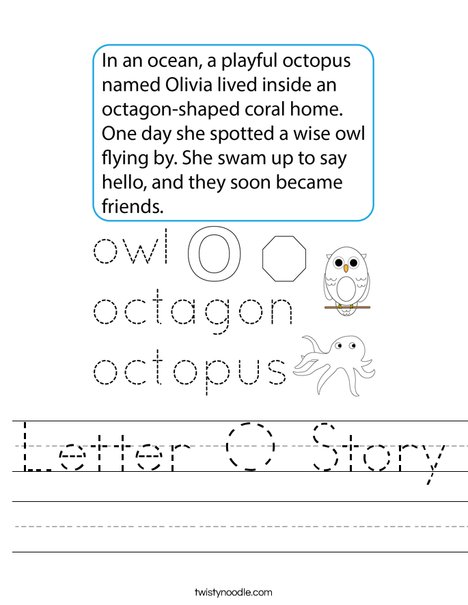 Letter O Story Worksheet