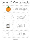 Letter O Words Puzzle Coloring Page