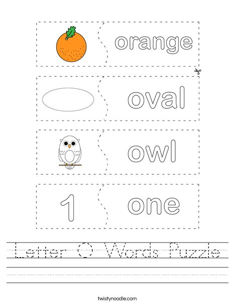 Letter O Words Puzzle Worksheet