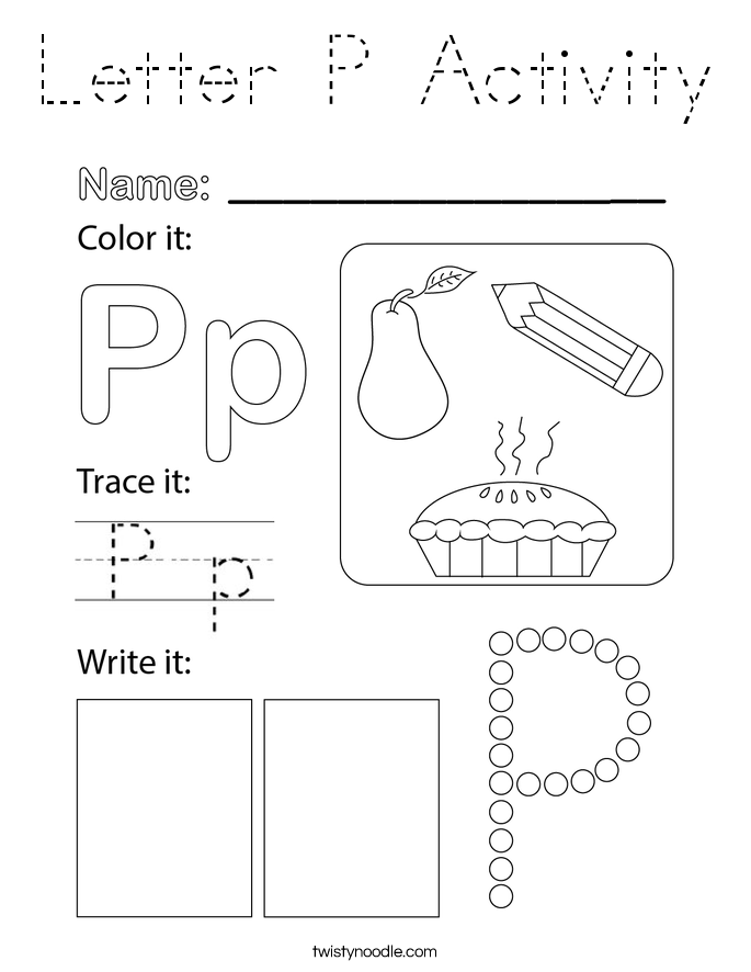 Letter P Activity Coloring Page