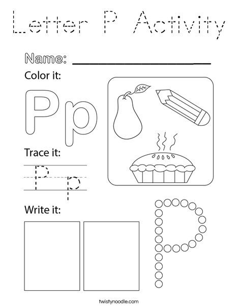Letter P Activity Coloring Page