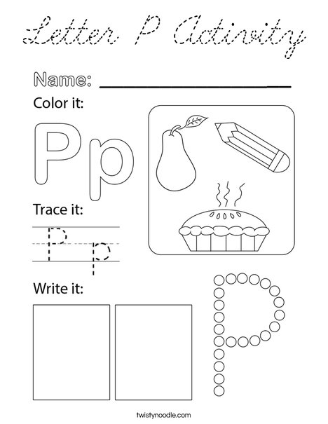 Letter P Activity Coloring Page