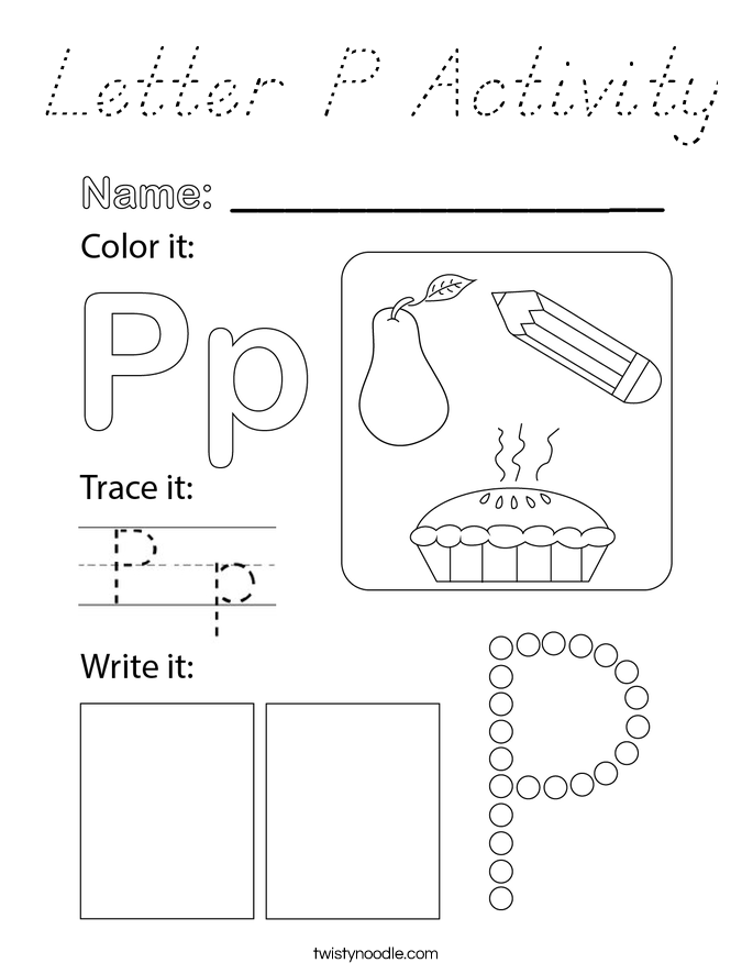 Letter P Activity Coloring Page