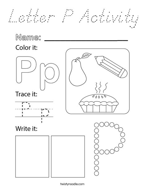 Letter P Activity Coloring Page