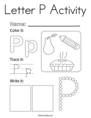Letter P Activity Coloring Page